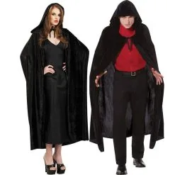 Adult Crushed Velvet Hooded Cloak Deluxe