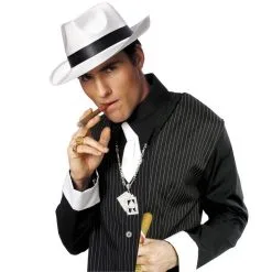 White Gangster Hat 3 White Gangster Hat -Costumes By Theme Shop 278750 01