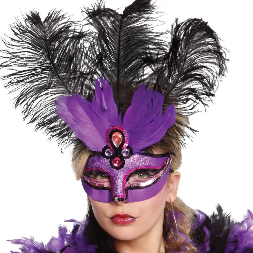 AMSCAN Purple Temptation Feather Masquerade Mask 2 AMSCAN Purple Temptation Feather Masquerade Mask - Image 2