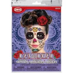 Sugar Skull Face Tattoos 2 Sheets -Costumes By Theme Shop 538487 01