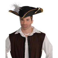 Black Pirate Captain Hat -Costumes By Theme Shop 627508 01