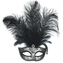 Silver Feather Dominance Masquerade Mask