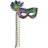 Sequin Mardi Gras Masquerade Mask On A Stick
