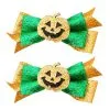 M&J TRIMMMINGS / PAPILLION ACCESSORIES Glitter Pumpkin Bow Hair Clips 2ct