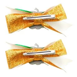 M&J TRIMMMINGS / PAPILLION ACCESSORIES Glitter Pumpkin Bow Hair Clips 2ct -Costumes By Theme Shop 794170 01