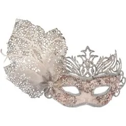 GOLDEN SHUTTLE Rose Gold Glitter Crown Masquerade Mask