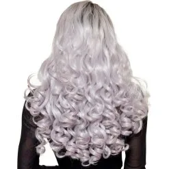 Lace Front Dark Roots Curly Silver Wig -Costumes By Theme Shop 905157 01