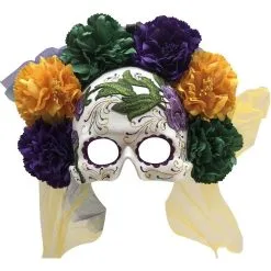 Day Of The Dead Veil Half Mask