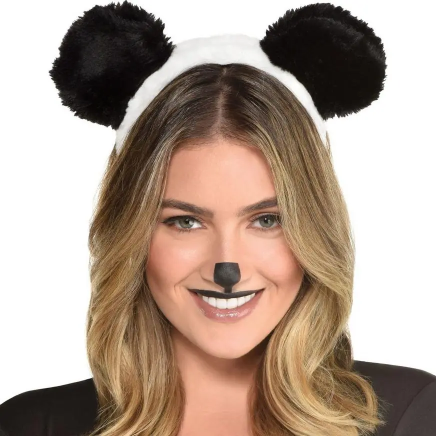 AMSCAN Furry Panda Ear Headband 2 AMSCAN Furry Panda Ear Headband - Image 2