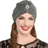 AMSCAN Gray & Silver 20s Fancy Turban With Gemstone