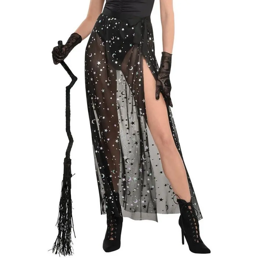 AMSCAN Black Sheer Celestial Skirt For Adults 1 AMSCAN Black Sheer Celestial Skirt For Adults