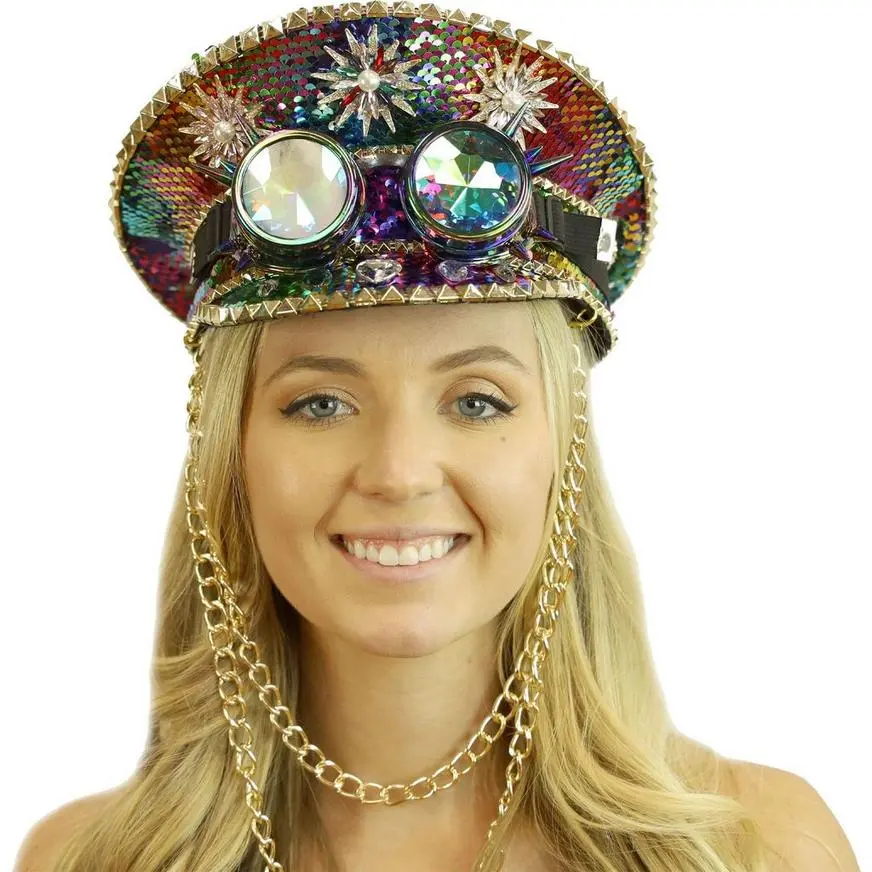 Rainbow Steampunk Captain Hat 2 Rainbow Steampunk Captain Hat - Image 2