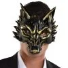AMSCAN Adult Black & Metallic Gold Wolf Foam Half Mask