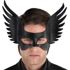 AMSCAN Adult Black Winged Faux Leather Half Mask