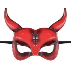 AMSCAN Adult Black & Red Horned Devil Plastic Half Mask -Costumes By Theme Shop 942062 02
