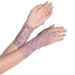 AMSCAN Adult Lavender Floral Embroidery Glovelettes, 2ct - Fairy