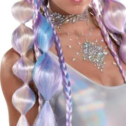 AMSCAN Adult Blue, Pink & Purple Bubble Braid Clip-In Extensions, 2pc - Festival -Costumes By Theme Shop 942154 01