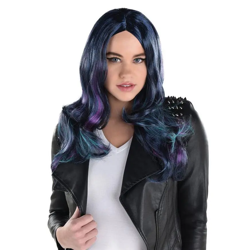 AMSCAN Navy Blue, Purple & Turquoise Oil Slick Curly Wig, 20in 3 AMSCAN Navy Blue, Purple & Turquoise Oil Slick Curly Wig, 20in - Image 3