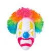Adult Light-Up Angry Clown Plastic Mask With Colorful Wig - Neon Circus