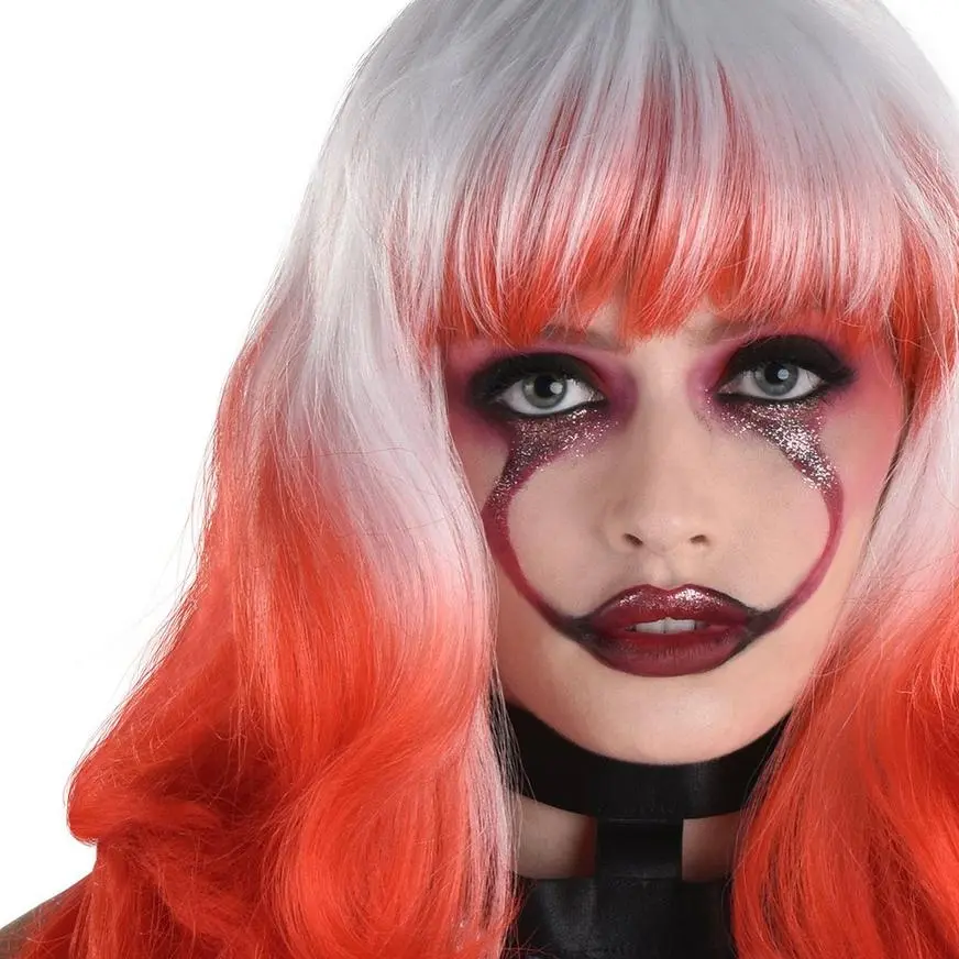 White & Red Twisted Ombre Long Wavy Wig, 22in 2 White & Red Twisted Ombre Long Wavy Wig, 22in - Image 2