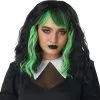 Black & Green Wig