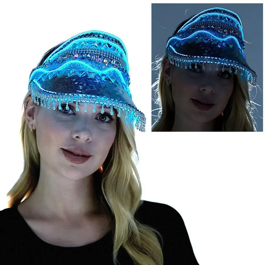 Adult Light-Up Silver Festival Visor 1 Adult Light-Up Silver Festival Visor