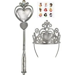Silver Disney Princess Tiara & Wand Costume Accessory Kit