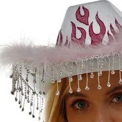 Adult Pink Flame Fabric Cowboy Hat -Costumes By Theme Shop 946079 01