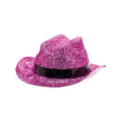 Pink Glitter Mini Cowboy Hat -Costumes By Theme Shop C412621 pink 01