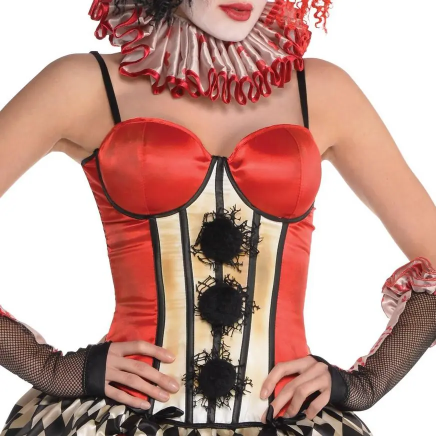 Red Vintage Clown Corset - Freak Show 2 Red Vintage Clown Corset - Freak Show - Image 2
