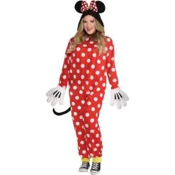 AMSCAN Adult Zipster Red Polka Dot Minnie Mouse One Piece Costume Plus Size - Disney