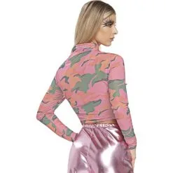 Pink Camo Cropped Jacket For Adults - Iridescent Glam -Costumes By Theme Shop P926749 01